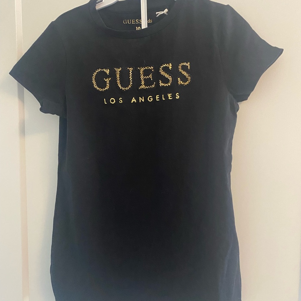 Guess Kids Black Tee with Gold Embroidery